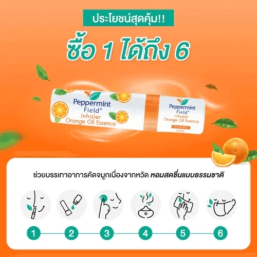 ยาดม เป๊บเปอร์มิ้นท์ ฟิลด์ กลิ่นส้ม ขนาด 2 ซีซี จำนวน 12 ชิ้น